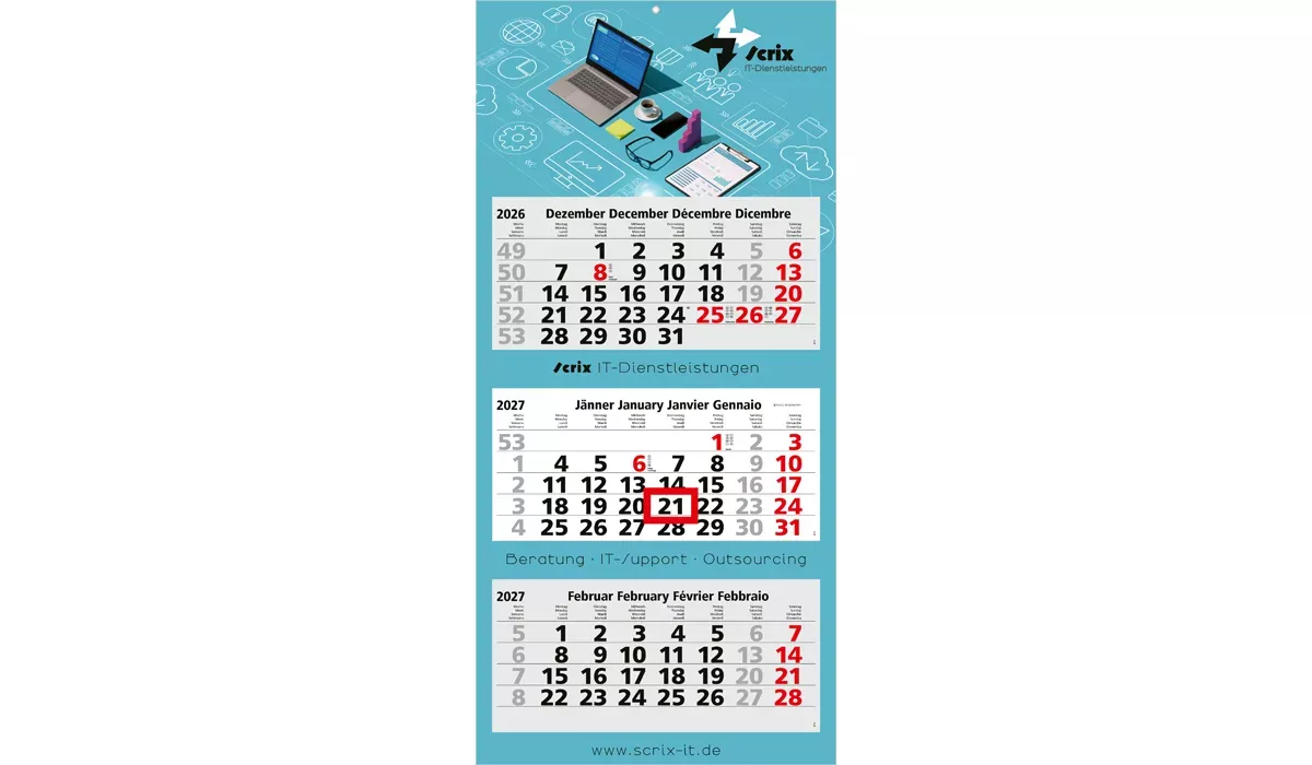 3-Monatskalender 2027 Maxi Light 3