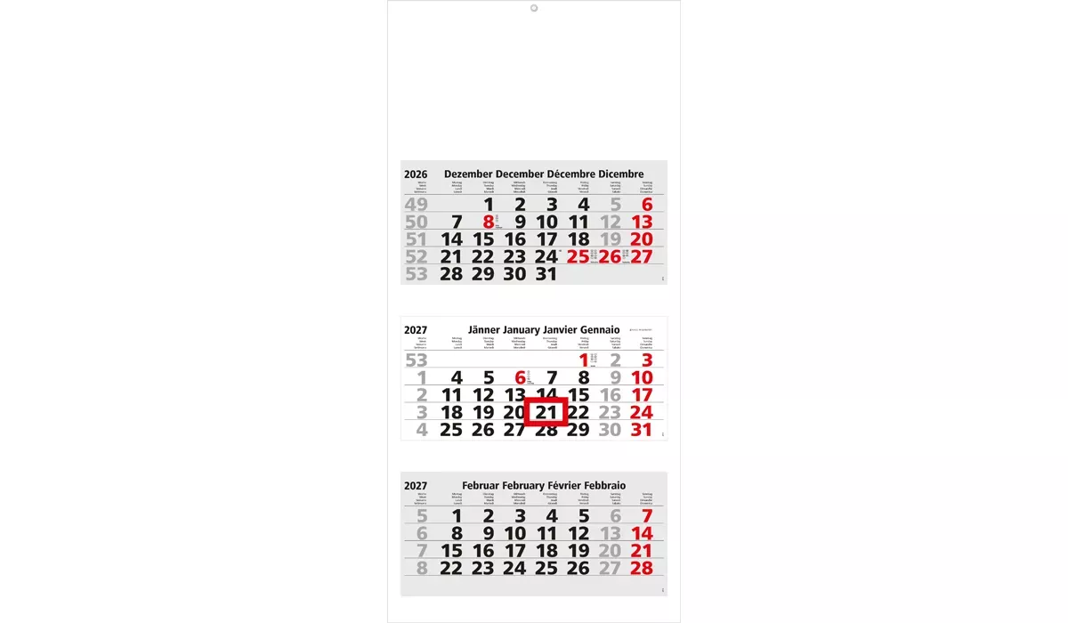 3-Monatskalender 2027 Maxi Light 3