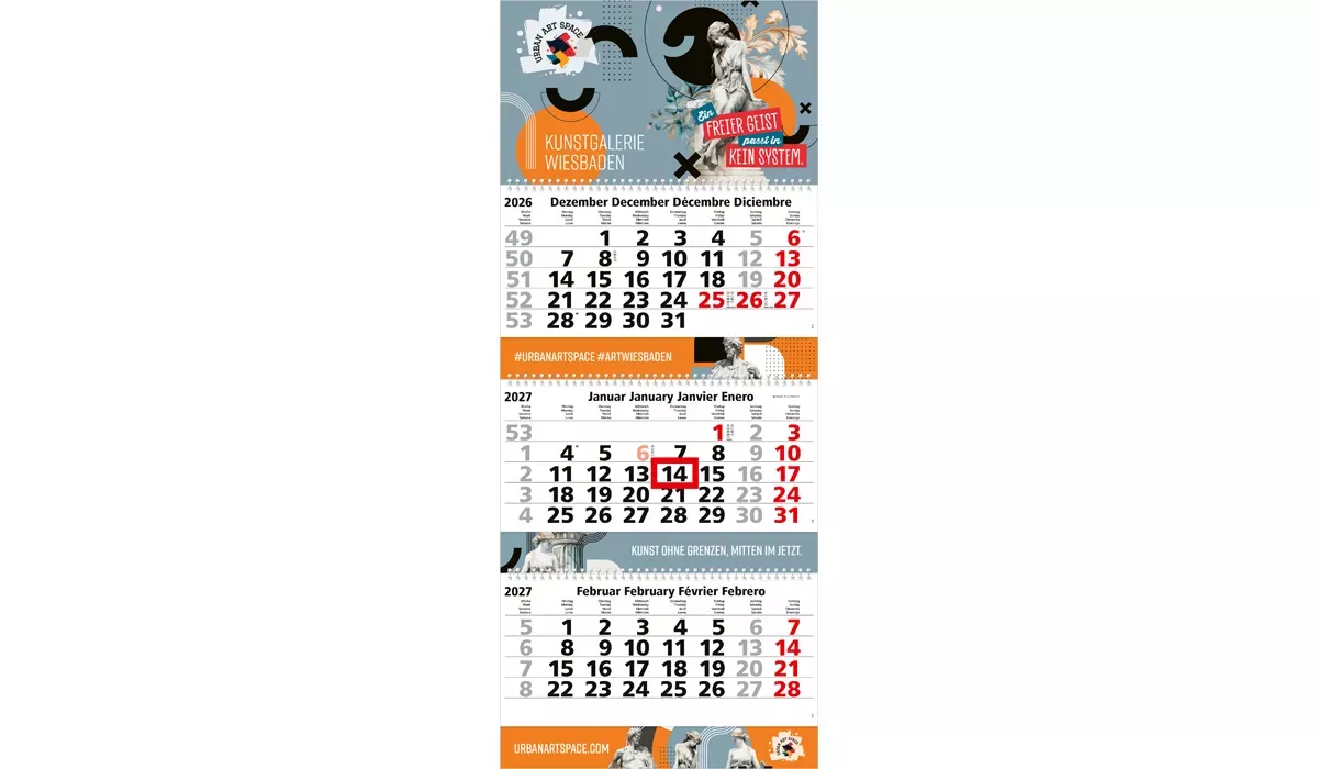 3-Monatskalender 2027 Maxi Wire-O 3