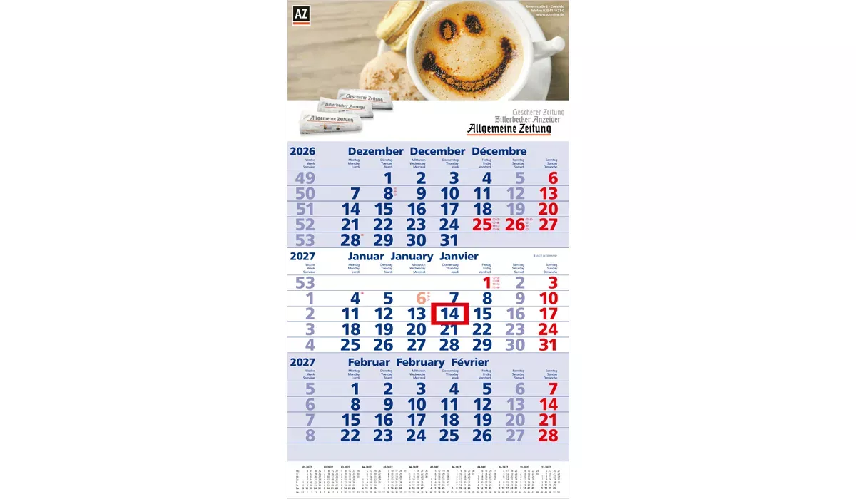 3-Monatskalender 2027 Primus 3 A