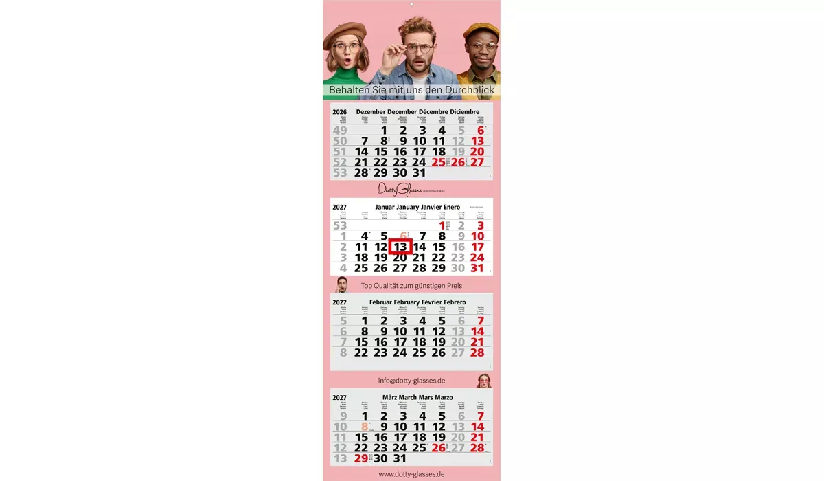 4-month calendar 2027 Quadro 4