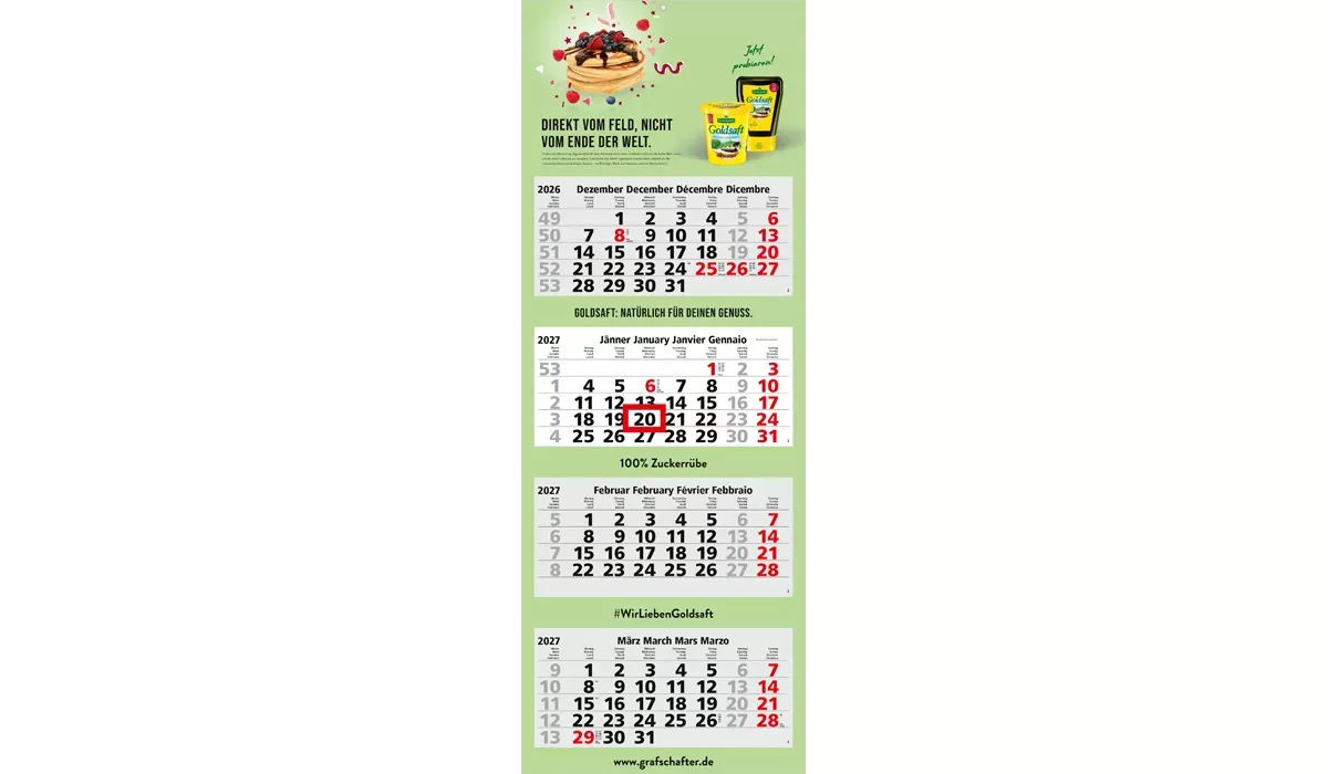 4-Monatskalender 2027 Quadro Light 4 Bestseller