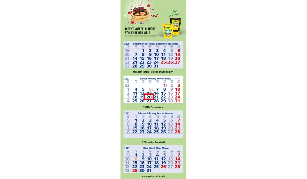 4-Monatskalender 2027 Quadro Light 4