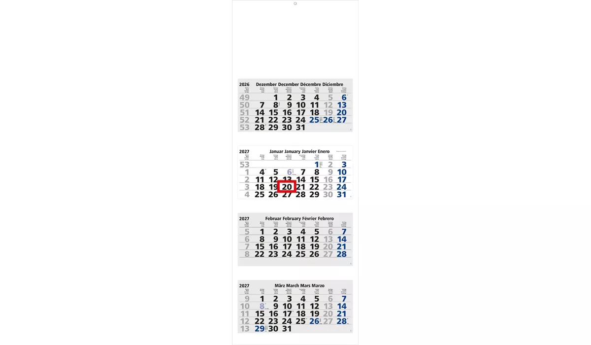 4-Monatskalender 2027 Quadro Light 4