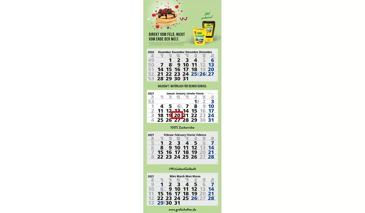 4-Monatskalender 2027 Quadro Light 4