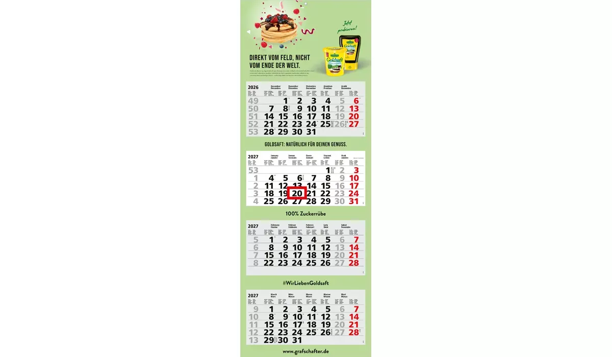 4-Monatskalender 2027 Quadro Light 4
