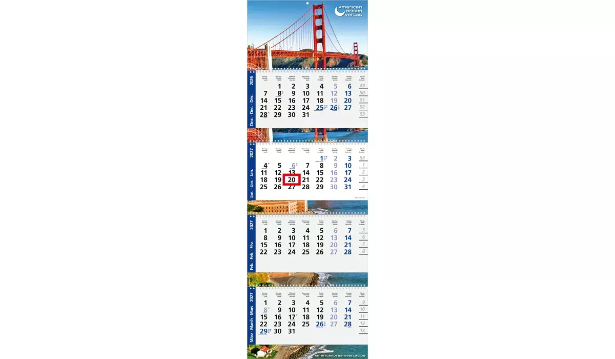 4-month calendar 2027 Quadro Wire-O 4