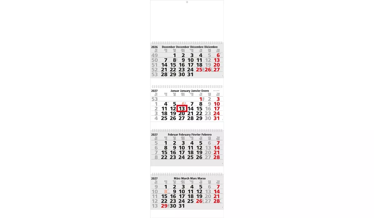 4-month calendar 2027 Quadro Wire-O 4