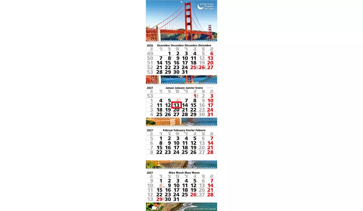 4-month calendar 2027 Quadro Wire-O 4