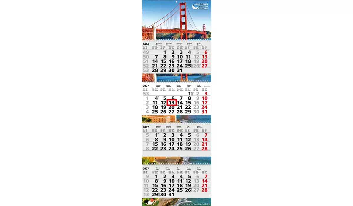 4-month calendar 2027 Quadro Wire-O 4