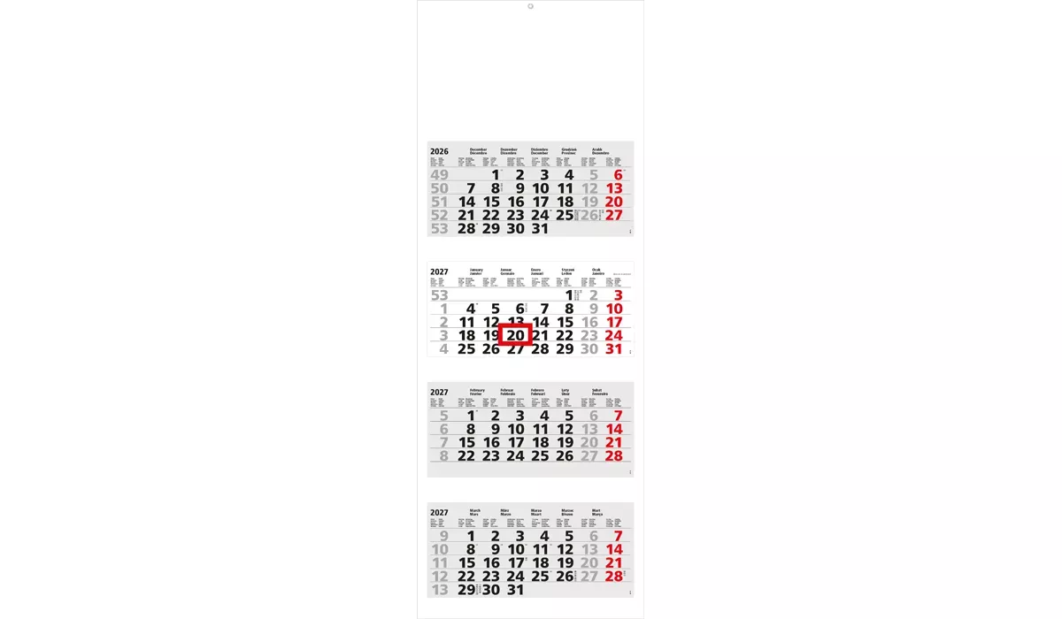 4-month calendar 2027 Quadro Wire-O 4