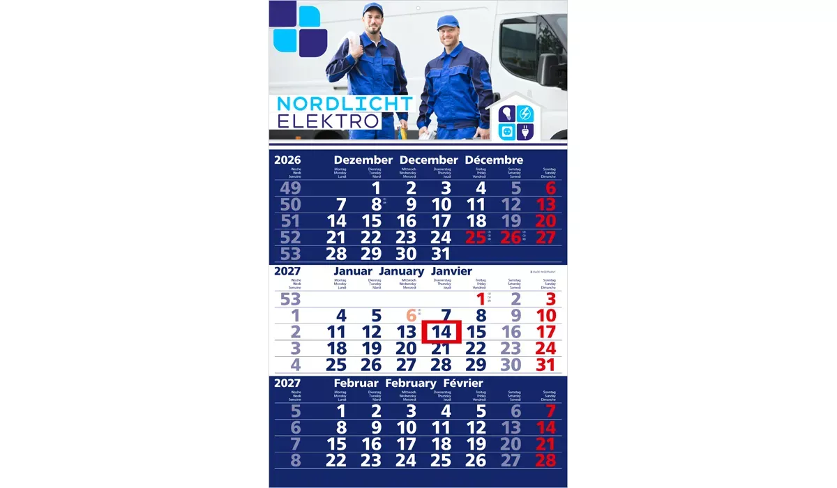 3-month calendar 2027 Solid 3