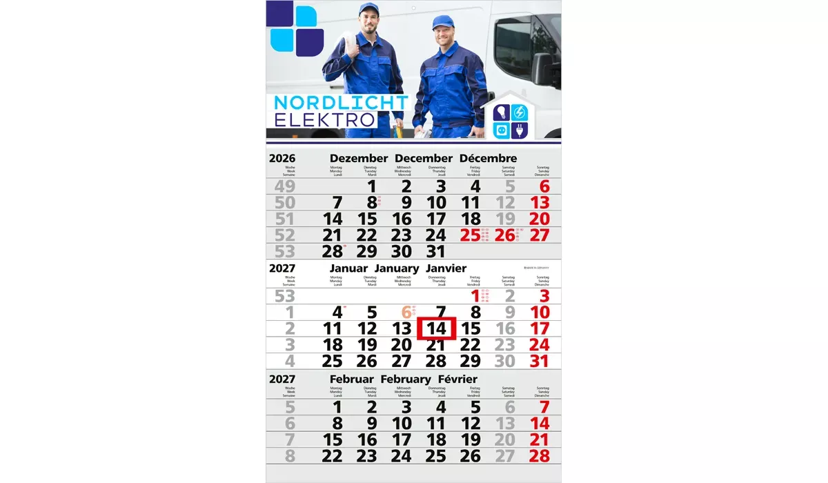 3-month calendar 2027 Solid 3