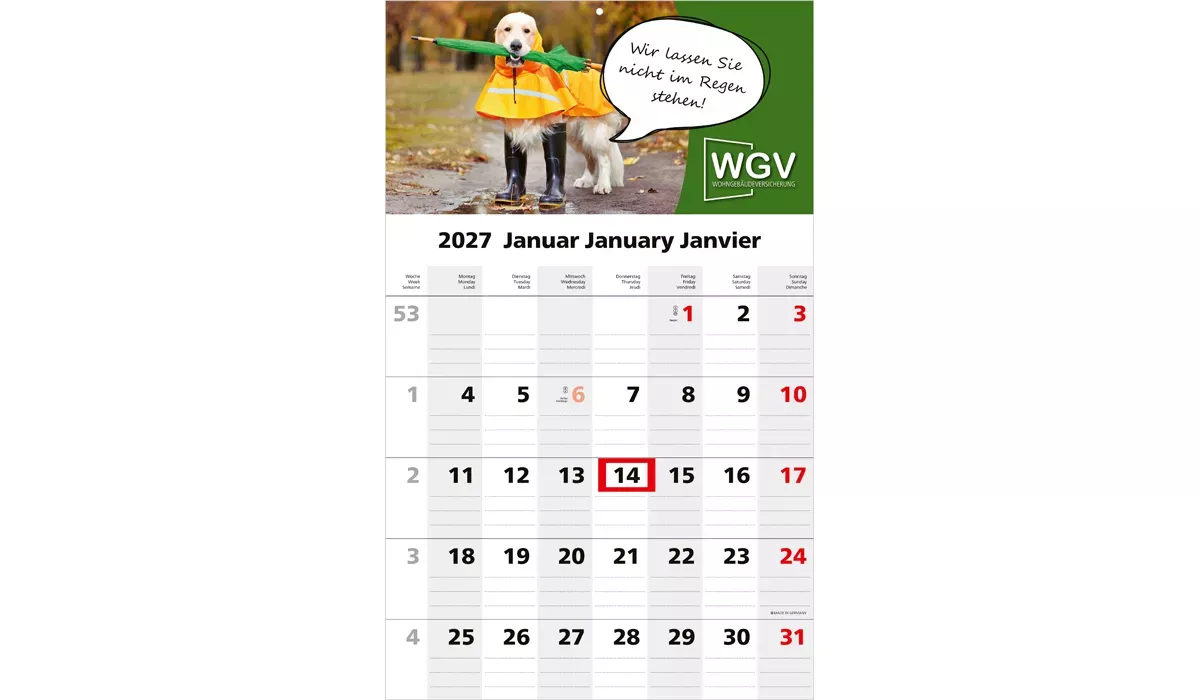 1-month calendar 2027 Solo 1