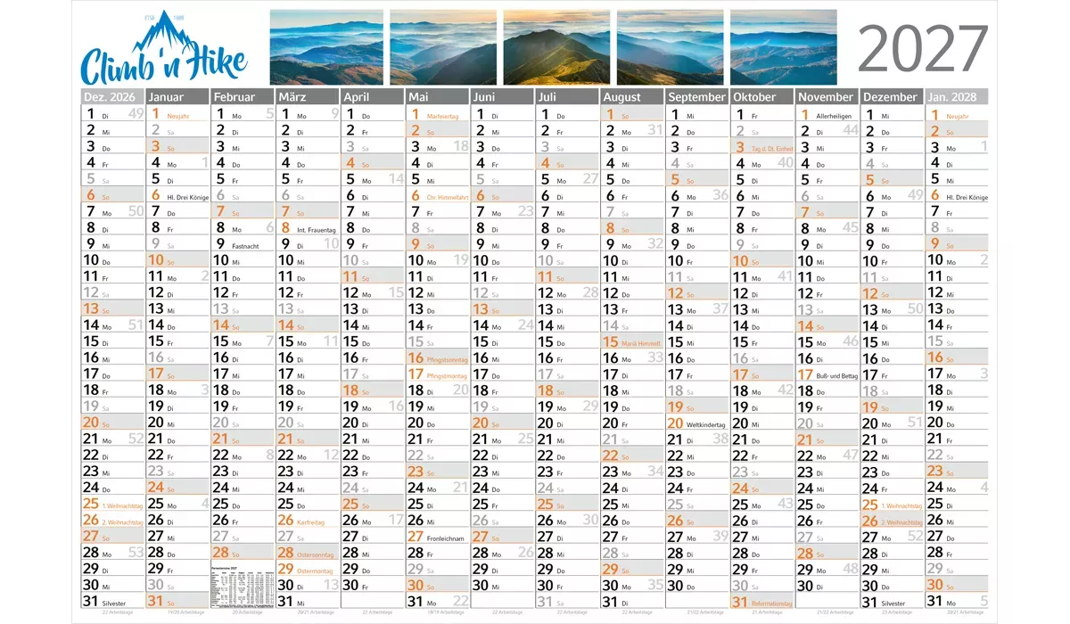 Wandplaner 2027 Whiteboard