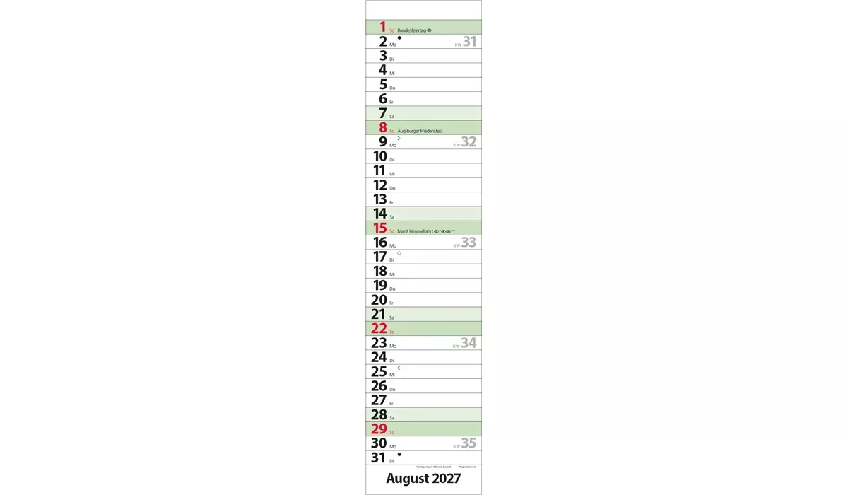 Werbekalender: Streifenplaner Compact Edition Natur 2027