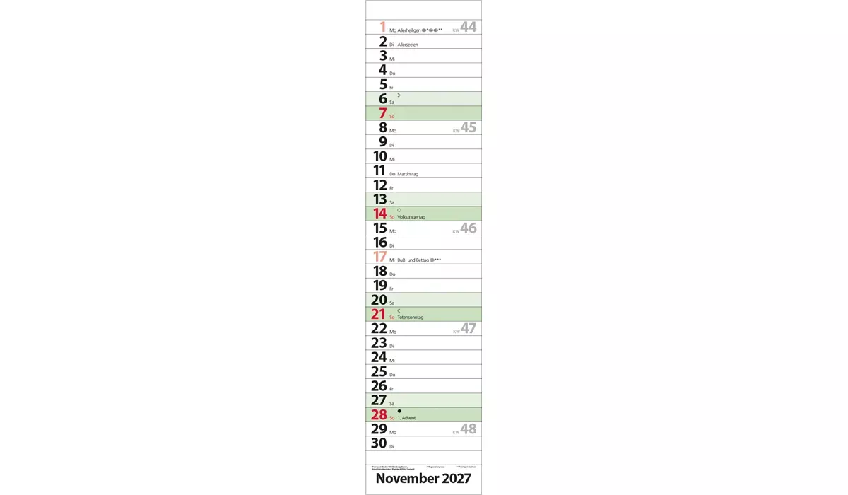 Werbekalender: Streifenplaner Compact Edition Natur 2027