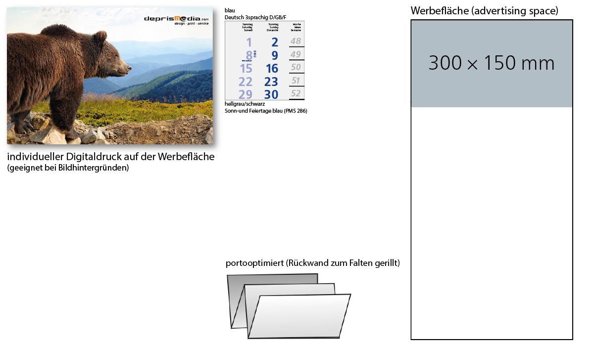 3-month calendar 2025 Logic 3 Post A including advertising printing