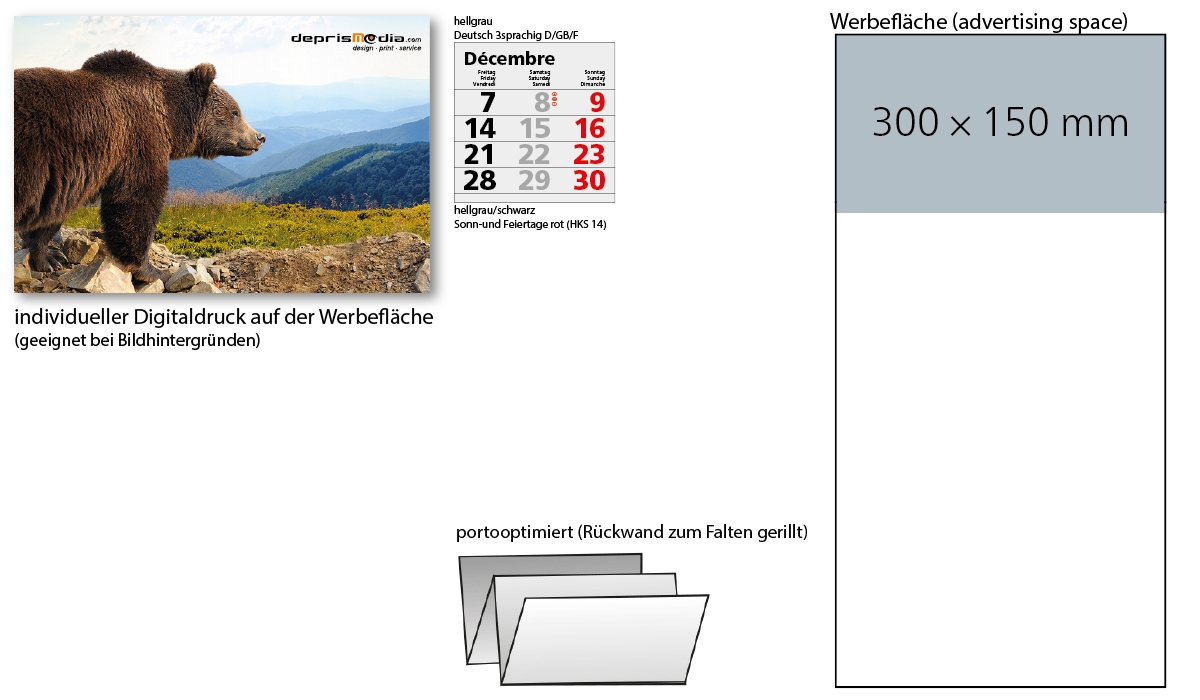 4-Monatskalender 2025 Mega 4 Post A inklusive Werbeeindruck