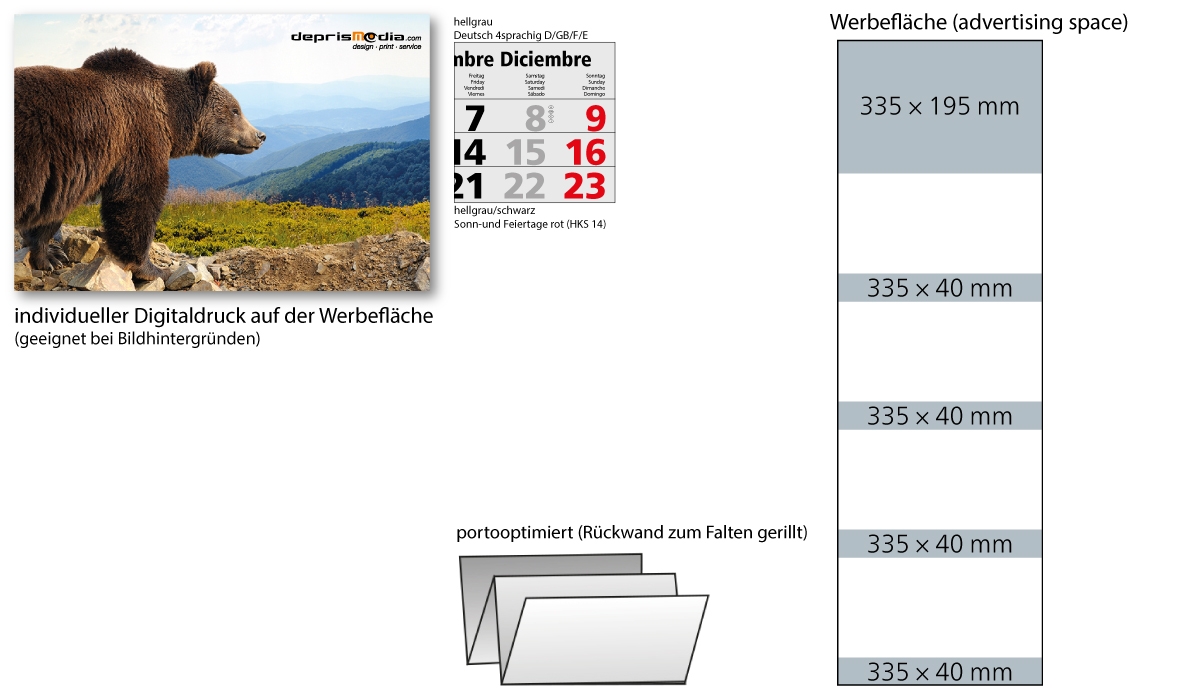 4-Monatskalender 2025 Quadro Wire-O 4 inklusive Werbeeindruck