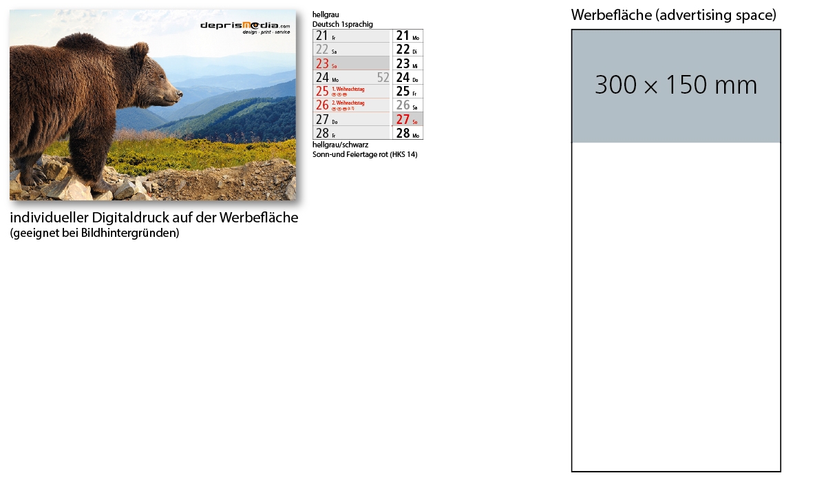 3-month calendar 2025 Spectrum 3 including advertising printing