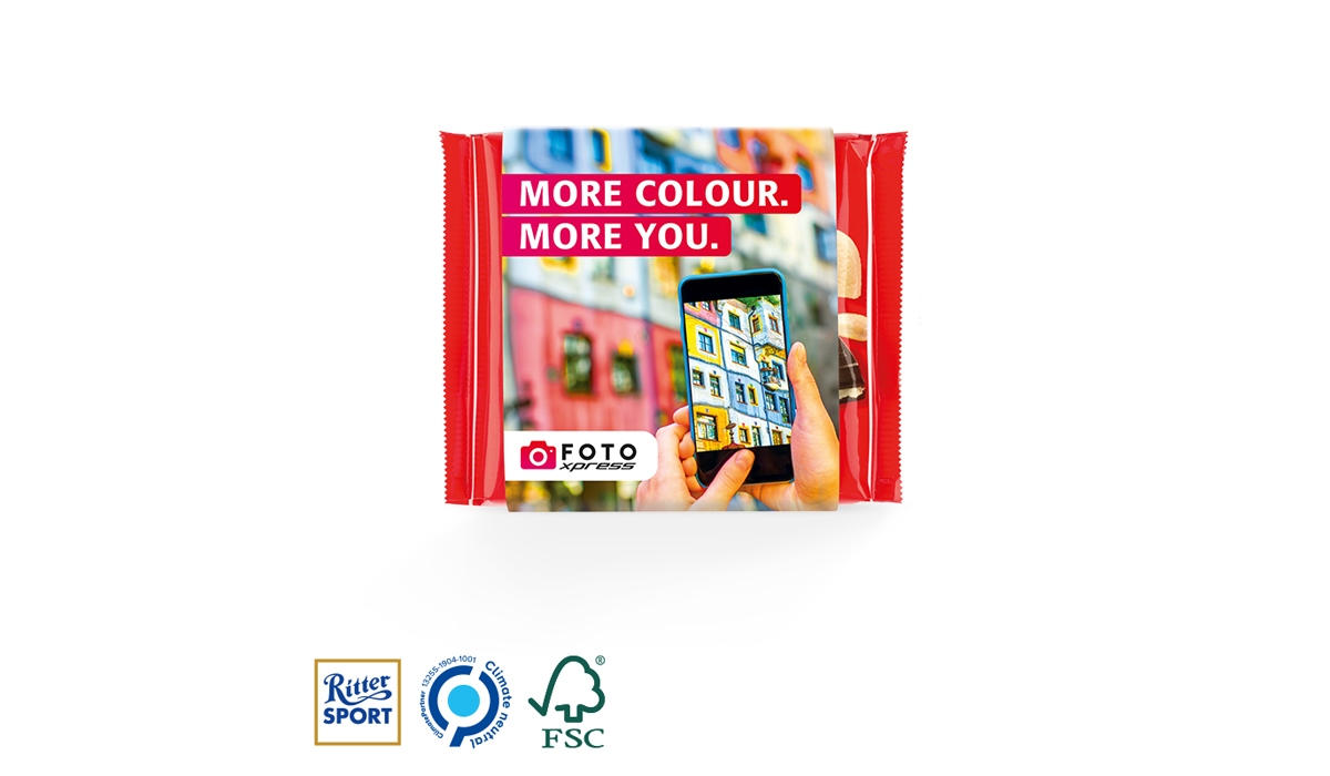 Ritter SPORT 100g mit Werbeschuber