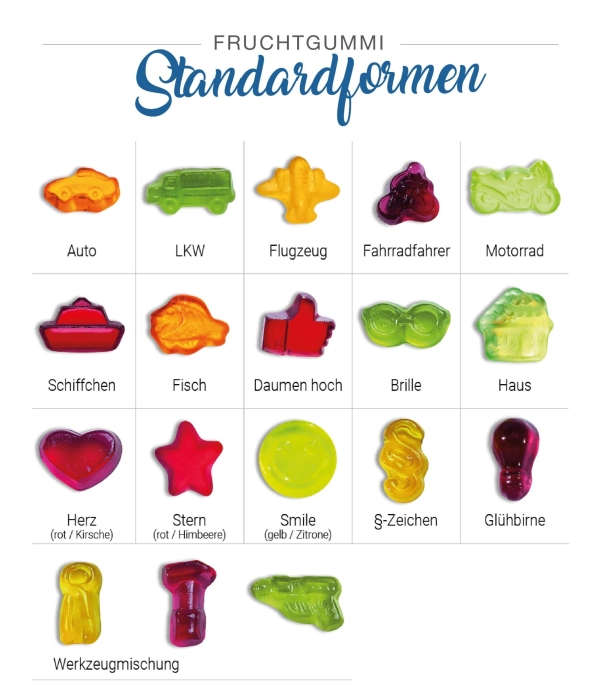 Fruchtgummi Standardformen (10 g)