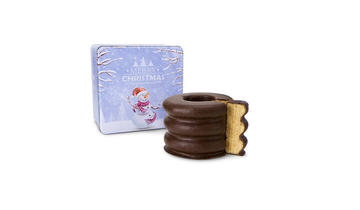 Gift box / Present set: Pyramid Cake in Christmas tin