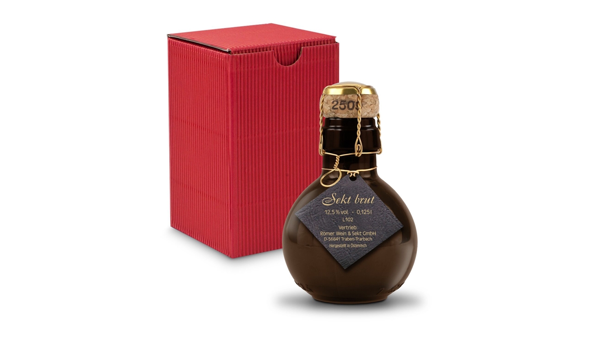 Origineller Sekt schwarzer Anhänger - im Geschenkkarton, 125 ml