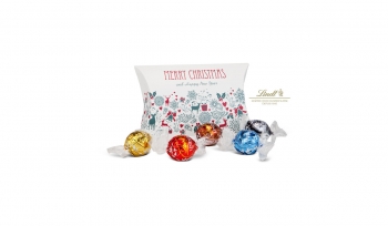 Gift product / gift article: Lindt sweet greetings to the home office, 5 Lindor balls in cushion packaging