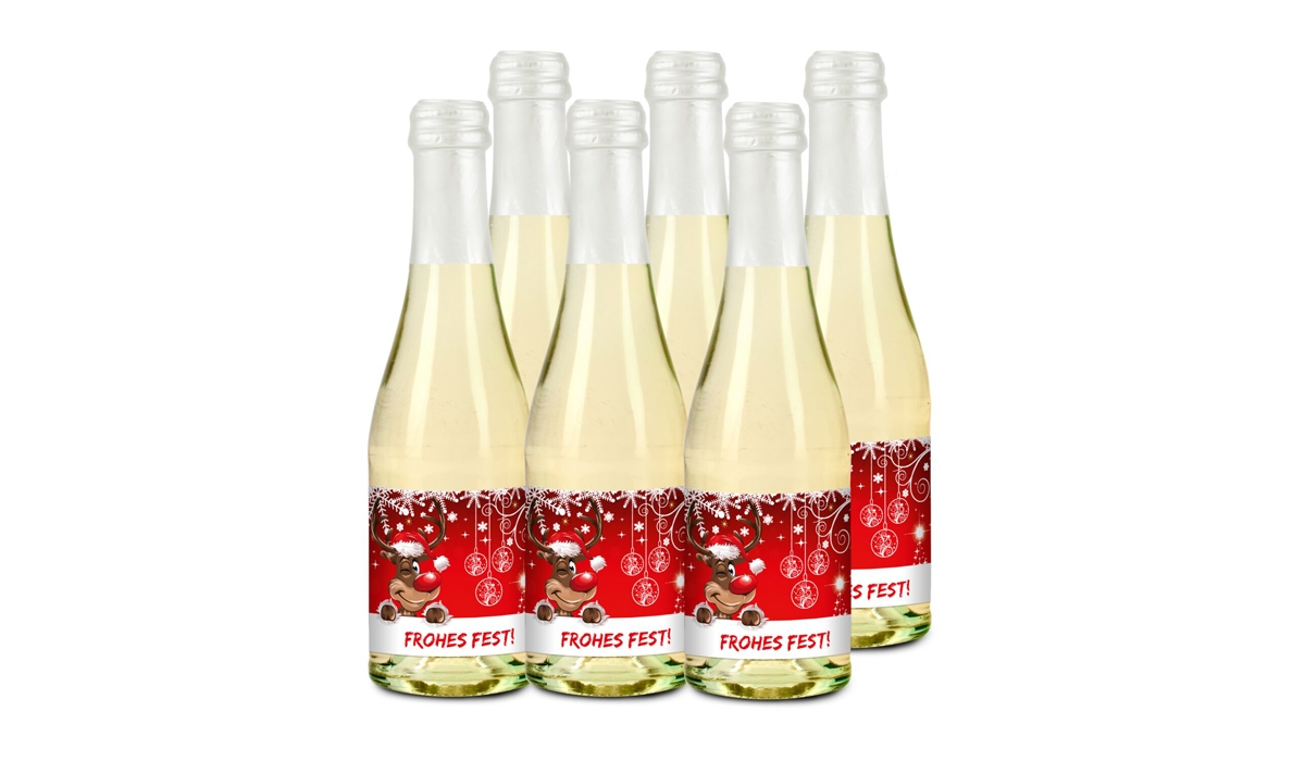 Geschenkartikel / Präsentartikel: 6x Frohes Fest, 0,2 l