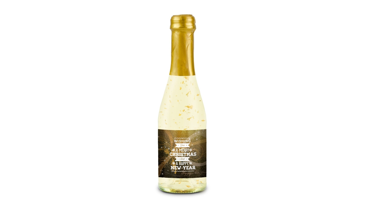 Piccolo Golden Flakes - Flasche klar - Kapsel gold, 0,2 l