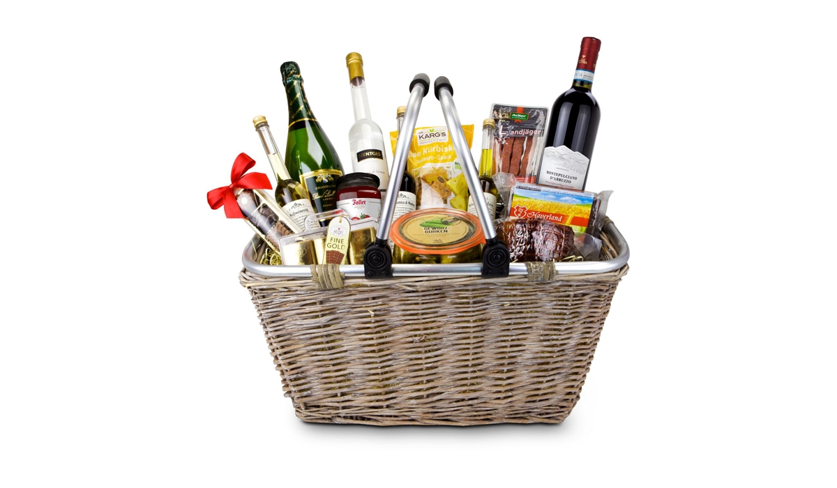 Gift box / Present set: Gift basket XXL - Shopping basket with 14 delicious products