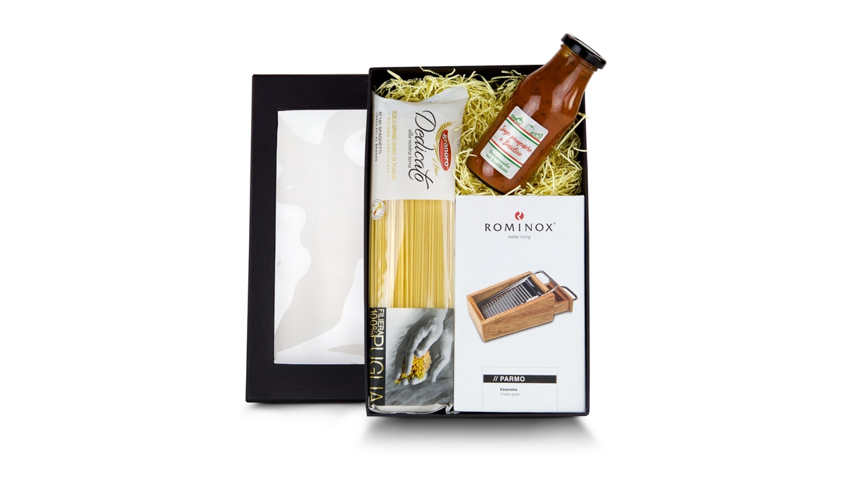 Geschenkset / Präsenteset: Die Parmesanreibe