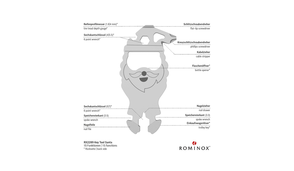 ROMINOX® Key Tool Santa (15 Funktionen) Frohe Weihnachten