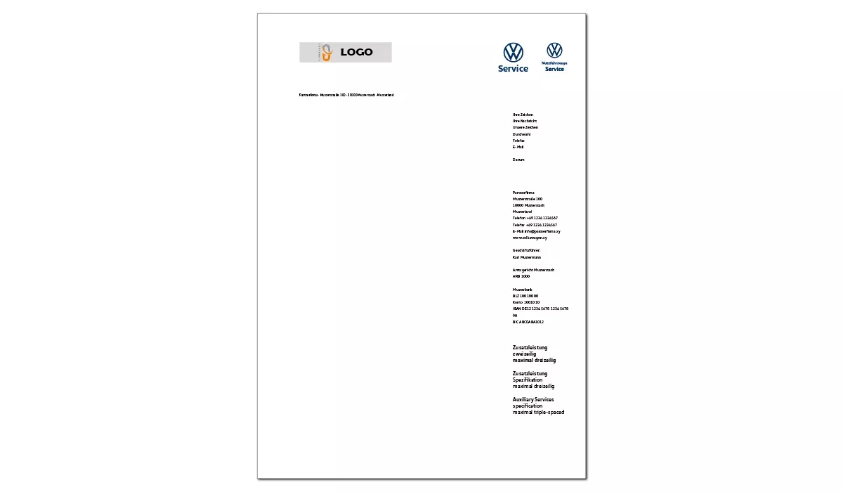 VW Service and VW Commercial Vehicles Service Stationery