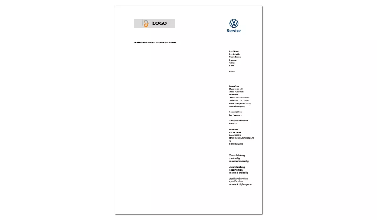VW Service and VW Commercial Vehicles Service Stationery