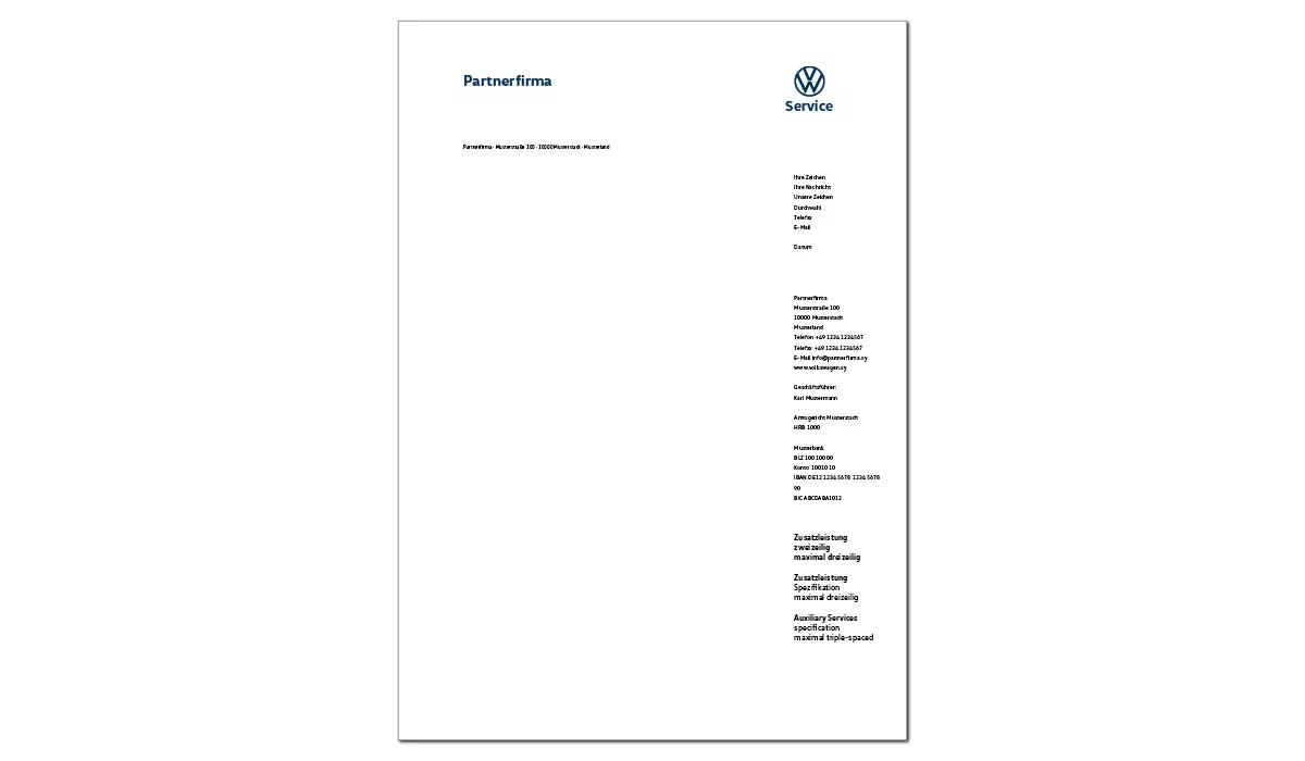 VW Service and VW Commercial Vehicles Service Stationery