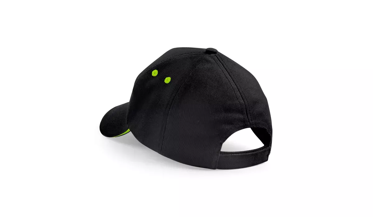 Beechfield Ultimate 5 Panel Cap - black/lime green