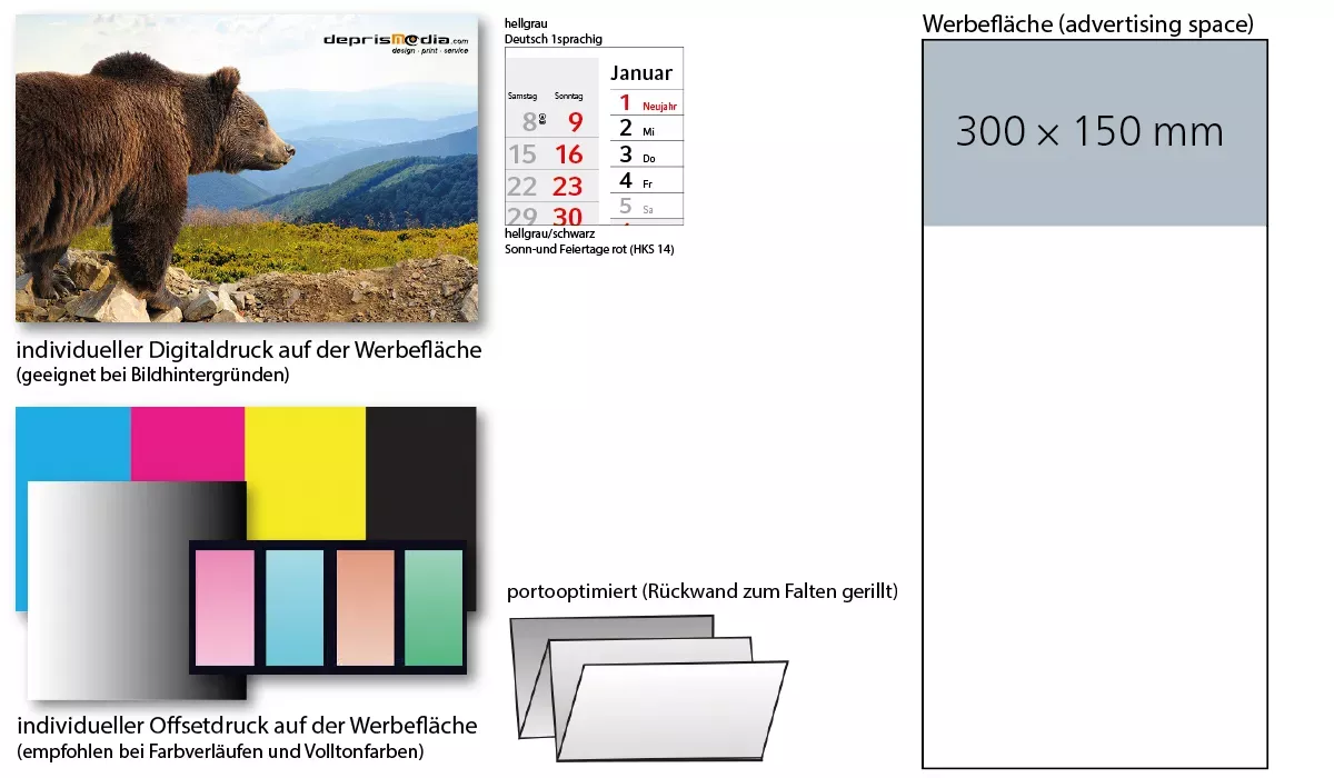 4-month calendar 2027 Konzept 4 Post