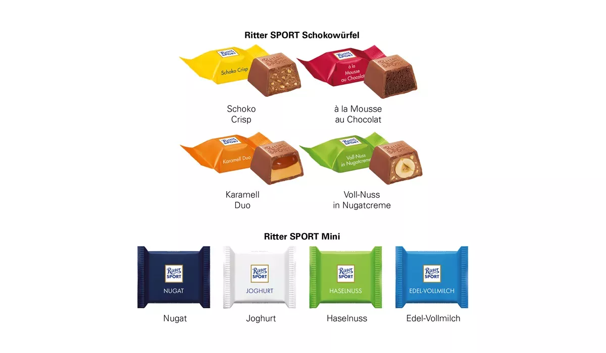 Advent calendar square Ritter Sport chocolate cubes