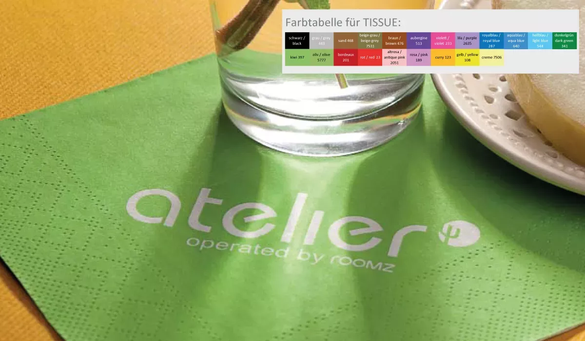 Cocktail-Servietten aus Tissuewatte 3-lagig farbig 3-farbig