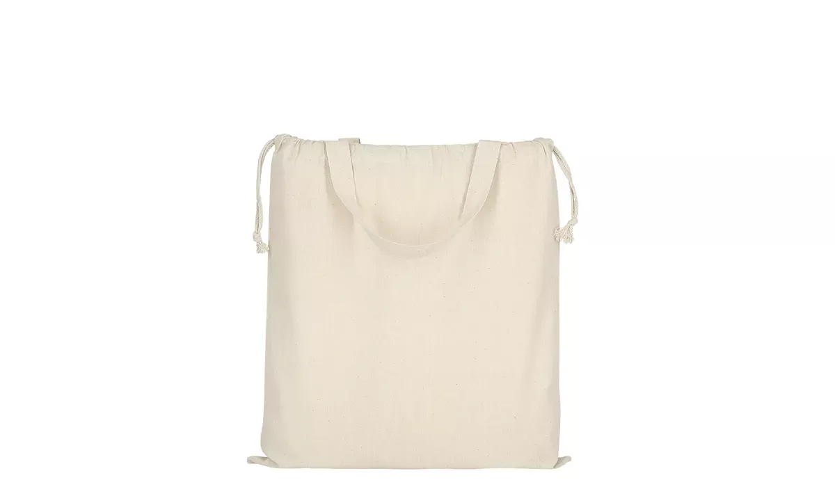 Baumwolltasche Classic mit zwei kurzen Henkeln und doppeltem Kordelzug