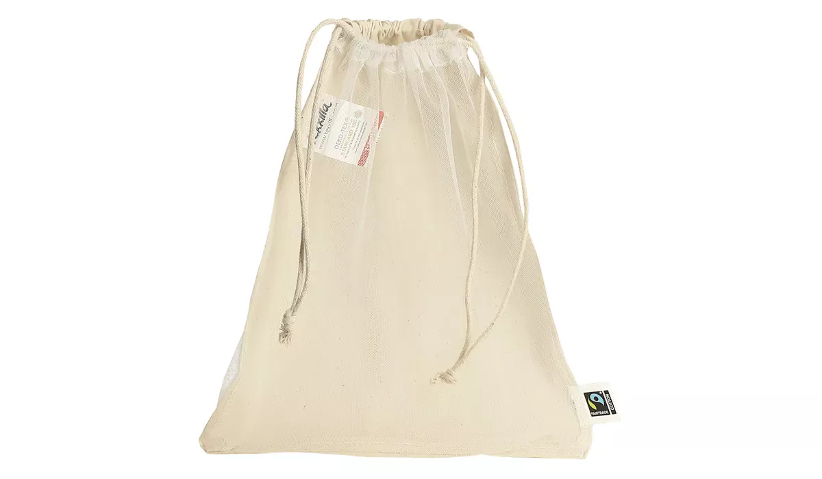 Turnbeutel aus Fairtrade-zertifizierter Baumwolle, 200 g