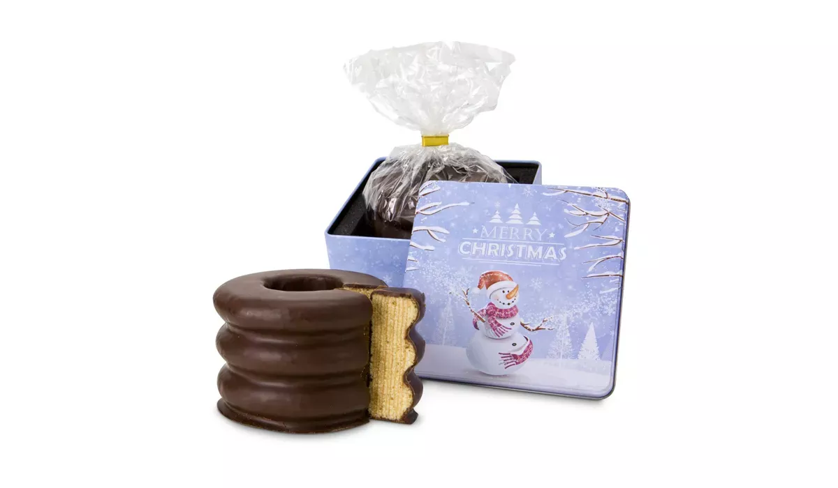 Baumkuchen in Weihnachtsdose