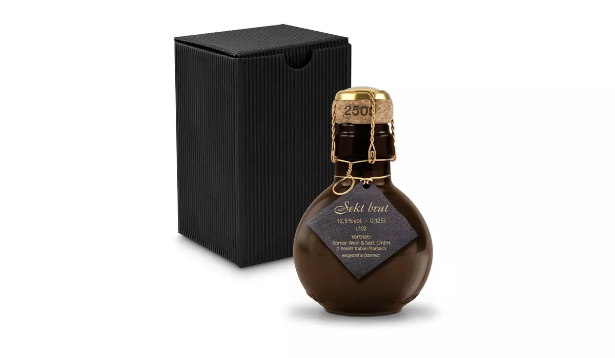 Origineller Sekt schwarzer Anhänger - im Geschenkkarton, 125 ml