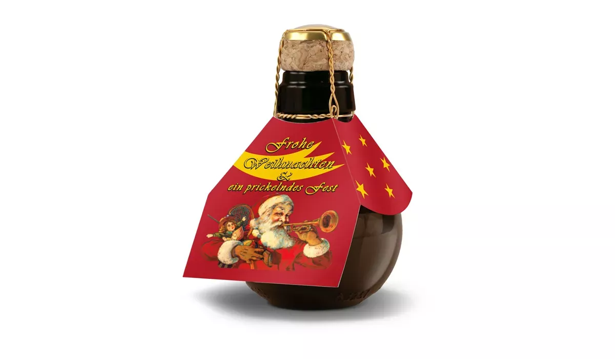 Geschenkartikel/Präsentartikel: Kleinste Sektflasche: Weihnachtsgruß
