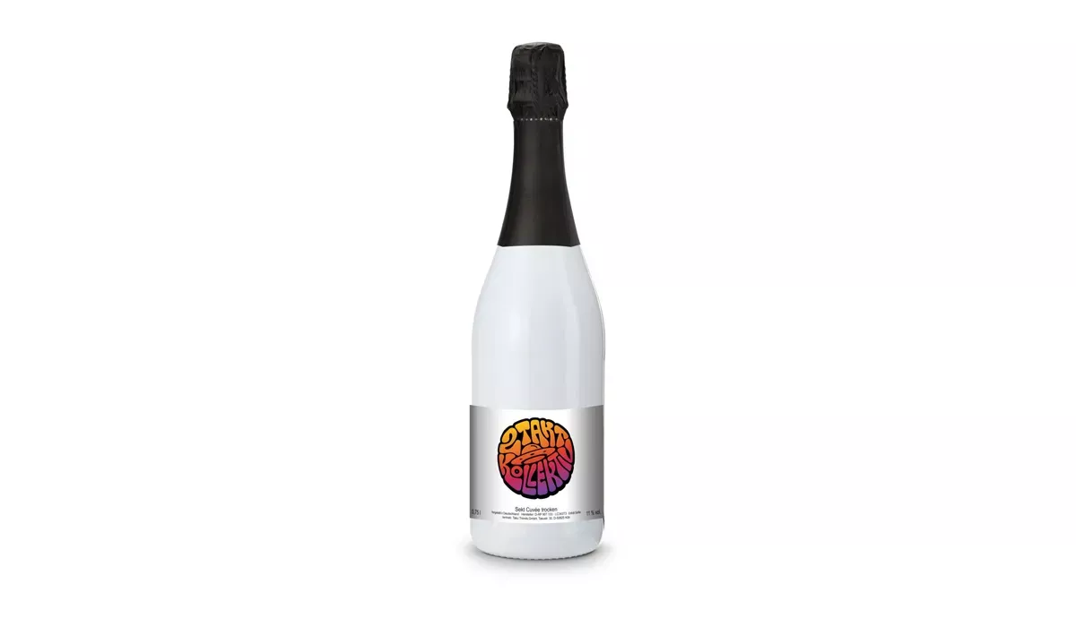 Sekt Cuvée - Flasche weiß-lackiert, 0,75 l