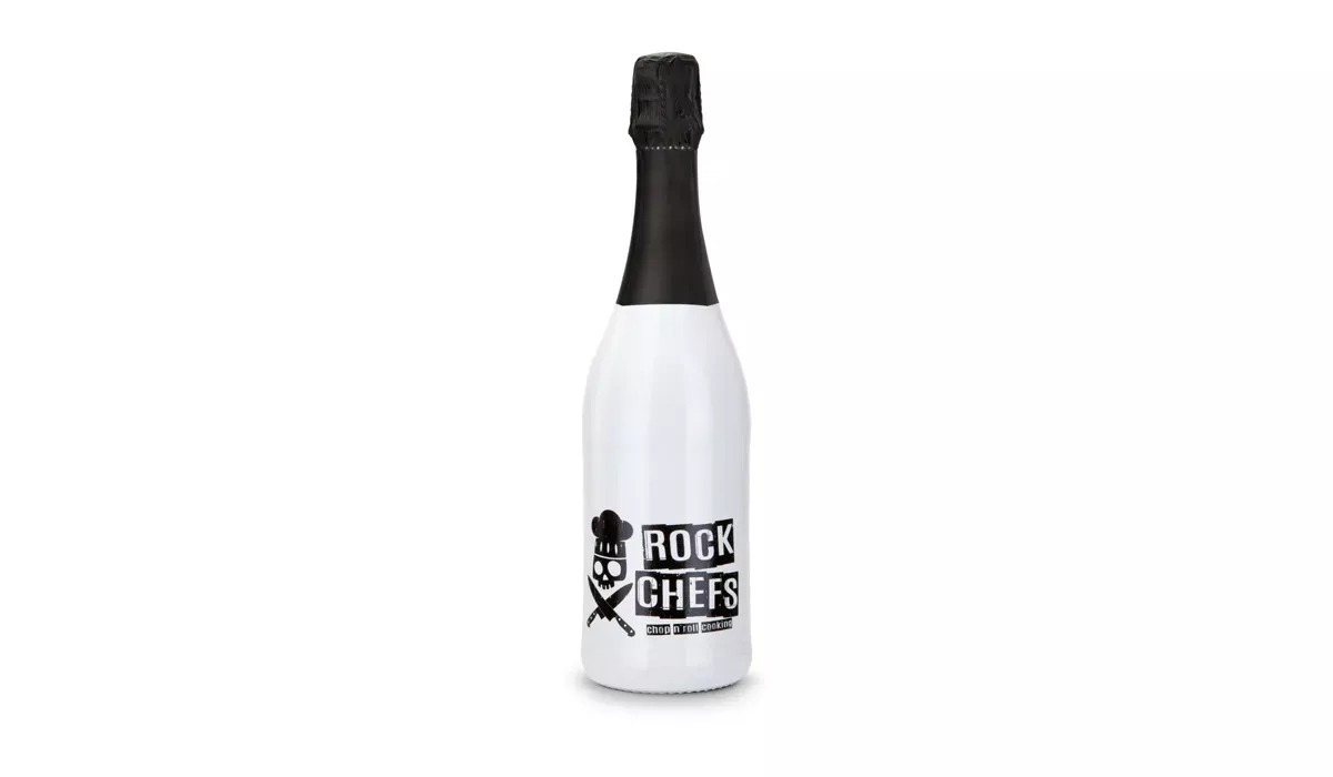 Sekt Cuvée - Flasche weiß-lackiert - Kapsel schwarz, 0,75 l