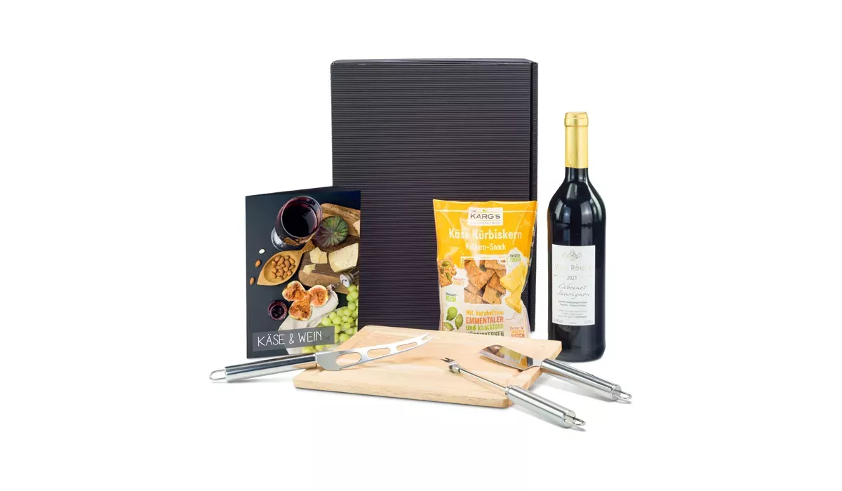 Geschenkset / Präsenteset: Käse & Wein